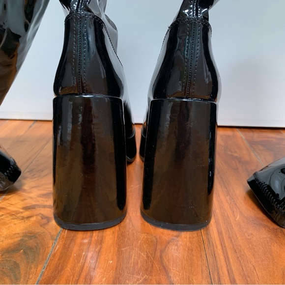 Windsor Smith Haunted Latex Faux Patent Leather Over The Knee Platform Boots 7 - Picture 8 of 13